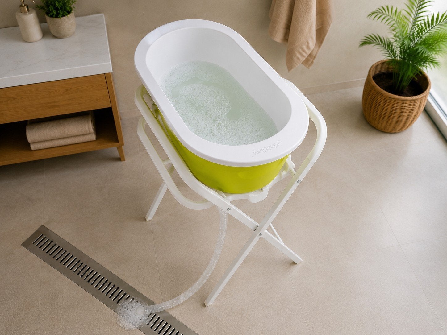 Hoppop Babybadje met Standaard & Afvoerslang – Compleet, Als, Autres marques, Comme neuf, Enlèvement, Standard