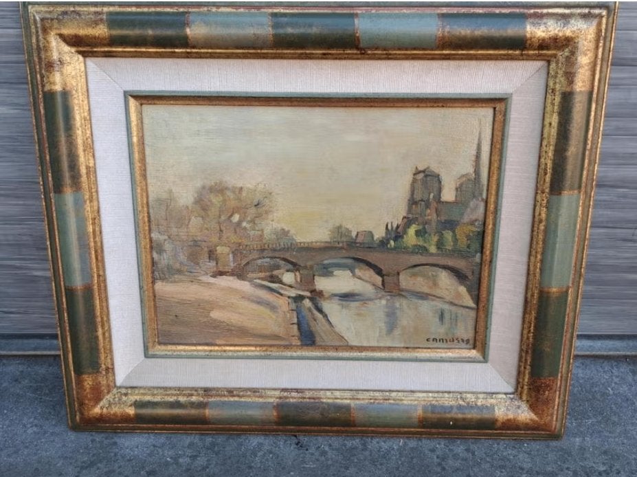 Huile sur panneau notre dame de paris signe gustave camus, Antiquités & Art, Enlèvement ou Envoi, Expressionniste, Dessin, Panneau