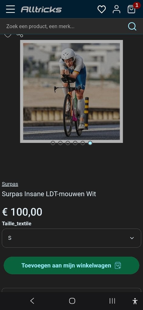 Surpas Insane LDT aero kuitstukken maat Small, Kleding | Heren, Wit, Nieuw, Ophalen of Verzenden, Hardlopen of Fietsen