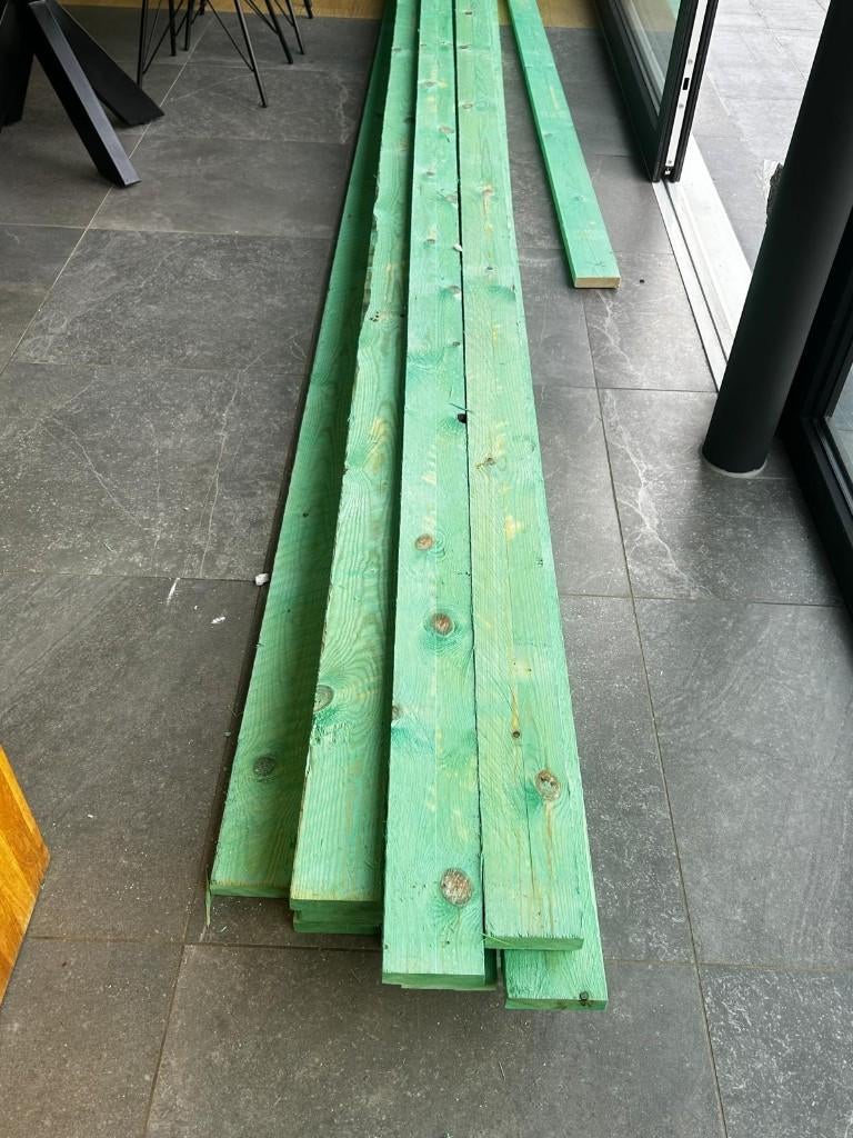 Daklatten (of planken) 4/4 x 10, behandeld (SRN), Doe-het-zelf en Bouw, Hout en Planken, 25 tot 50 mm, Nieuw, Plank, 300 cm of meer
