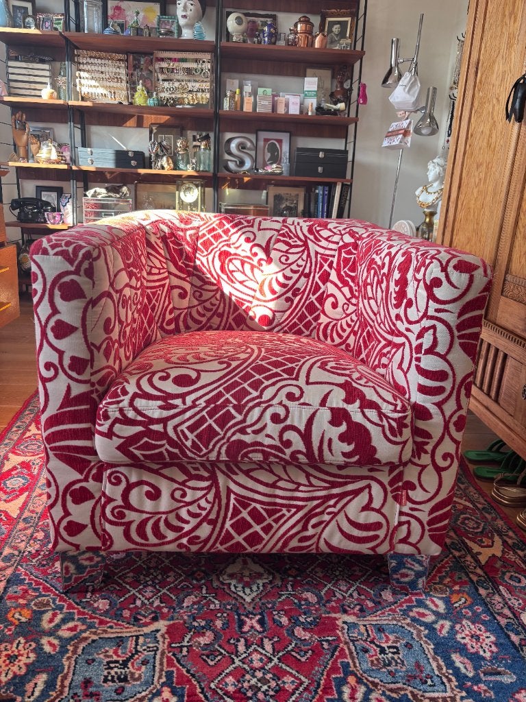 Vintage/retro stijl cocktail zetel/ fauteuil, Huis en Inrichting, Ophalen, Gebruikt, Stof