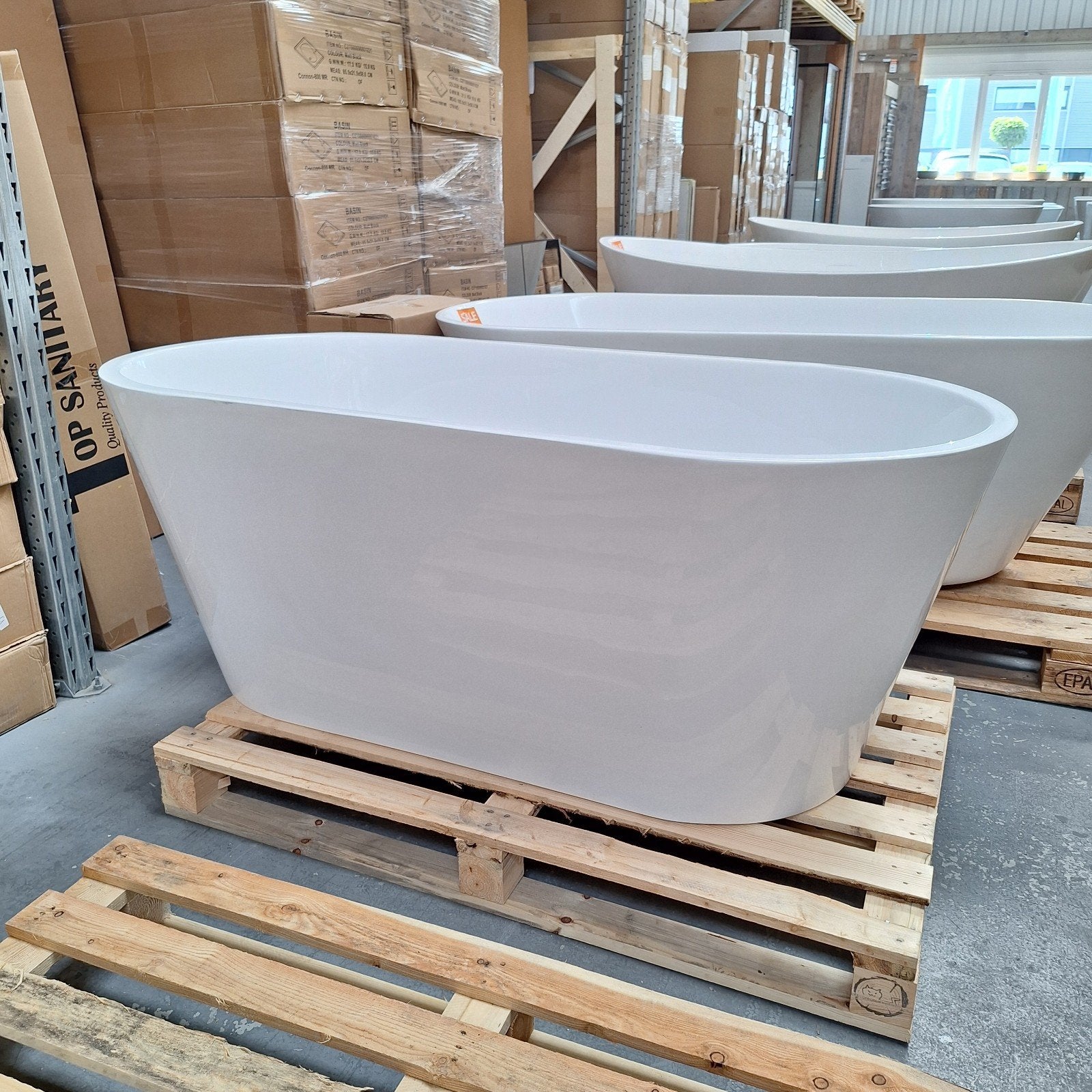 Vrijstaand ligbad luxe strak model badkamer 150x75x58 nr346, Ophalen of Verzenden, Nieuw, Wit