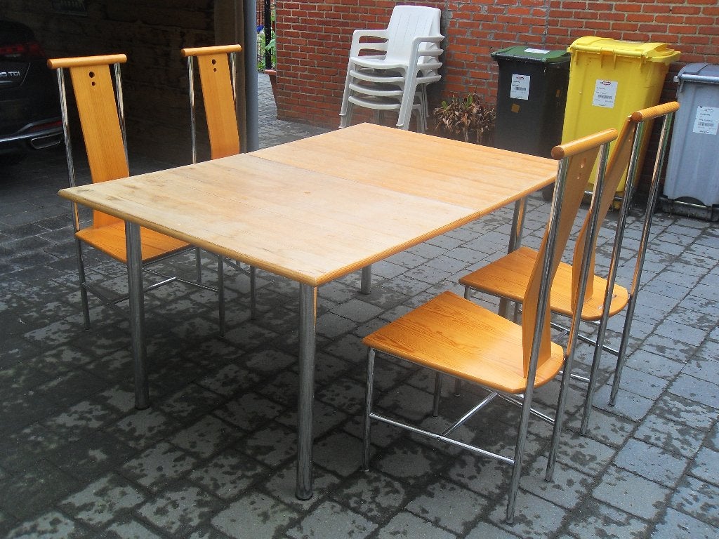 Eettafel met 4 stoelen, Ophalen, Gebruikt, 100 tot 150 cm, 50 tot 100 cm