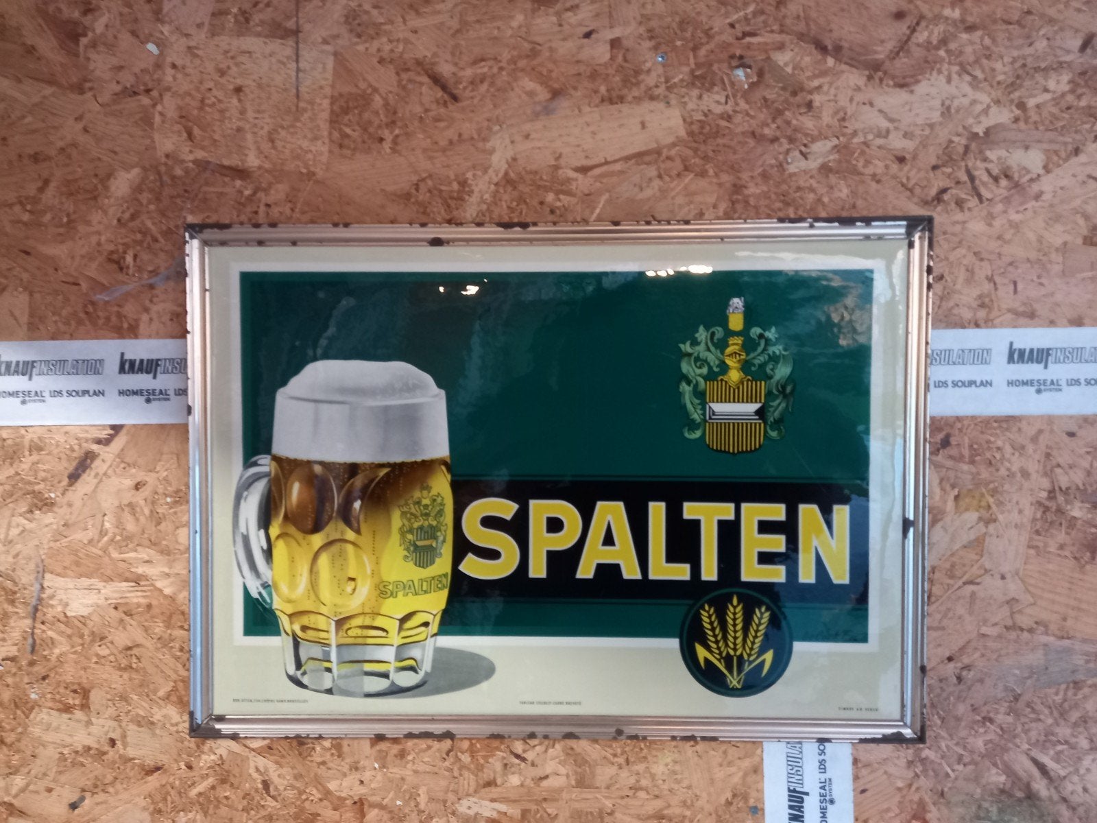 Publicité originale pour la bière Spalten datant de 1950, Enlèvement, Panneau publicitaire