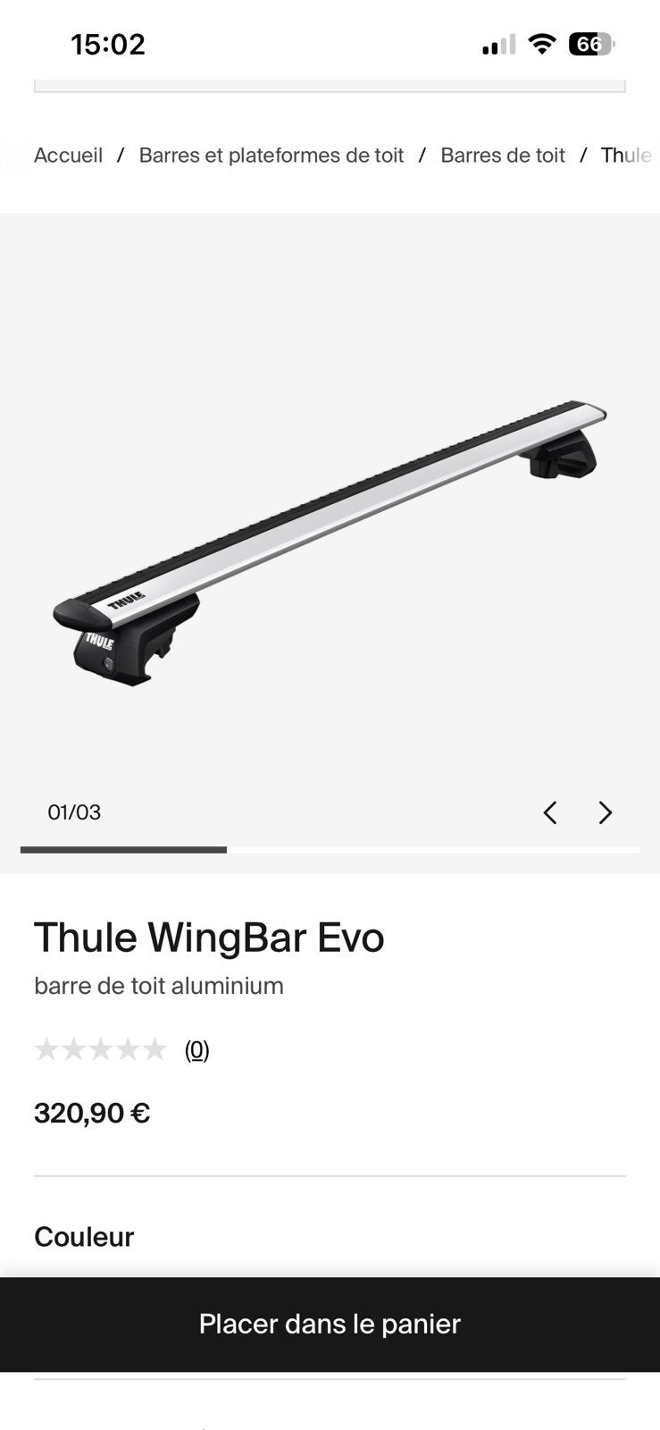 Wingbar evo thule, Enlèvement, Comme neuf