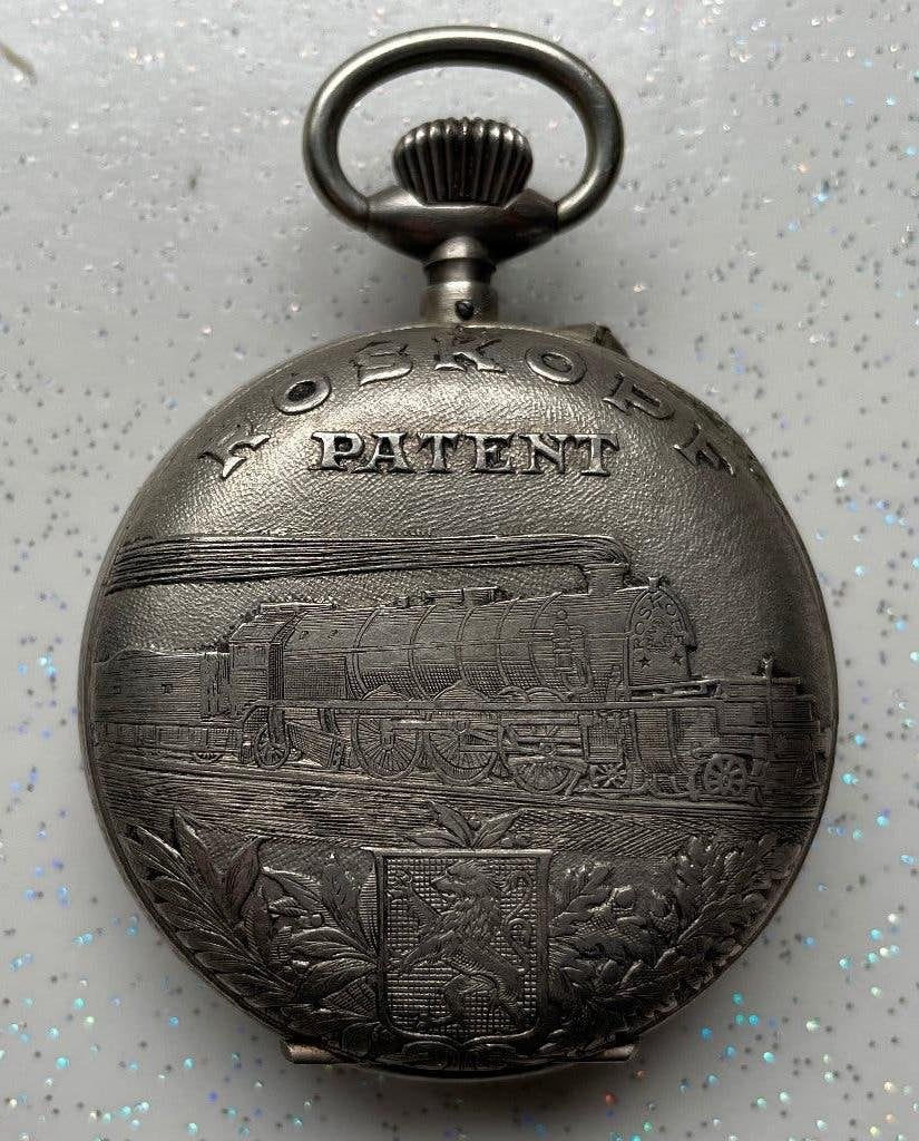 ROSKOPF horloge, echt spoorweghorloge type 10 en 12, Ophalen, Staal, Zakhorloge, Staal