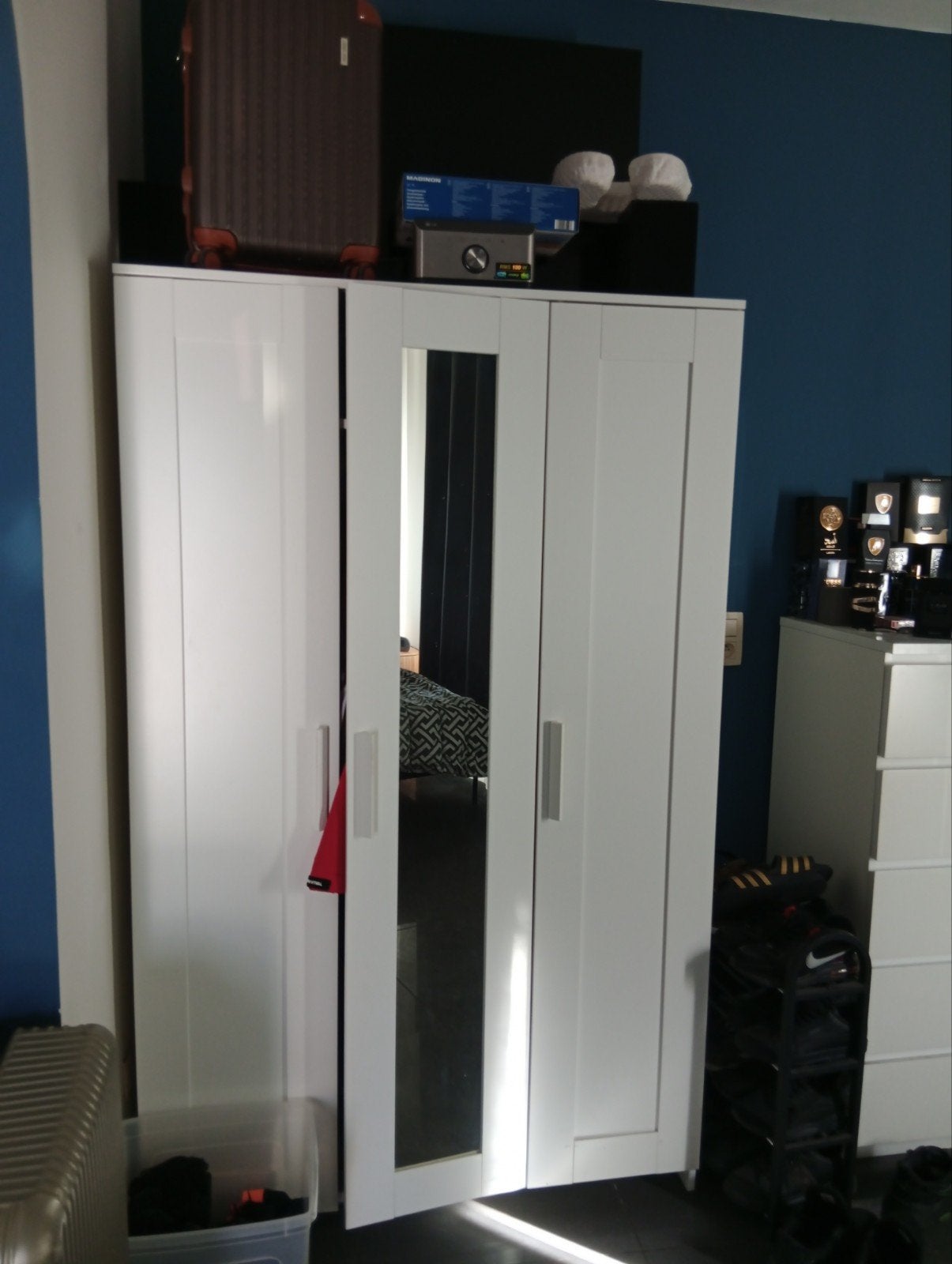 Brimmes garde robe blanche 3 portes + miroir, Enlèvement ou Envoi