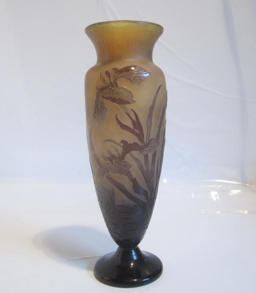 Vase art nouveau ancien en verre camée Emile Gallé, ca 1900, Antiquités & Art, Envoi