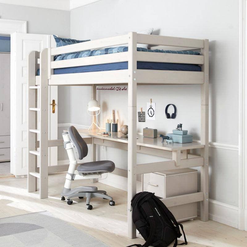 Lit flexa surélevé blanc avec bureau et sommier, Enfants & Bébés, Chambre d'enfant | Lits superposés & Lits mezzanines, Enlèvement