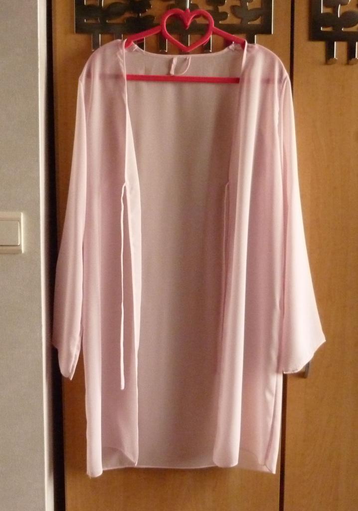 Lichtroze voile nachtjapon Kimono Maat XL, Enlèvement ou Envoi, Taille 42/44 (L)