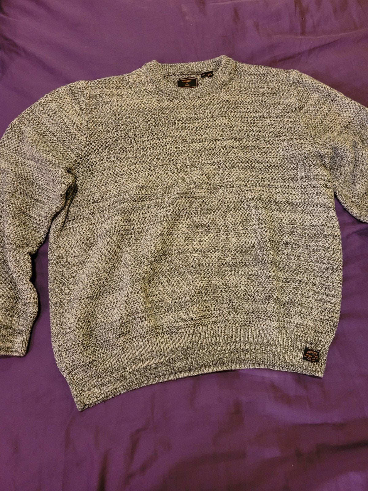Grijze Superdry textured knitwear heren trui – Maat 2XL (XXL, Neuf, Gris, Enlèvement ou Envoi, SuperDry