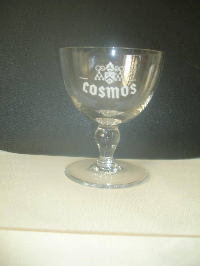 Oud bierglas Cosmos, witte letters, € 2,00, Verzamelen, Ophalen of Verzenden, Zo goed als nieuw, Glas of Glazen, Overige merken