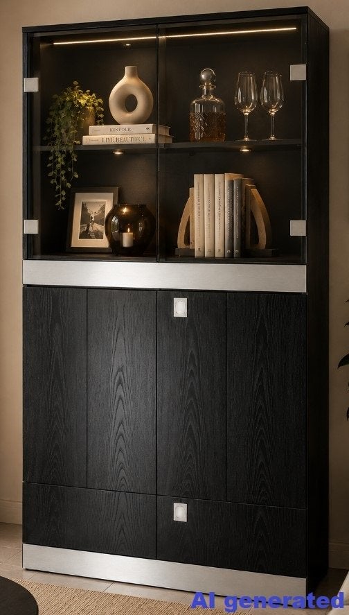 Vitrine élégante - vintage des années 80, Modern vintage, Avec porte(s), 25 à 50 cm, Autres essences de bois