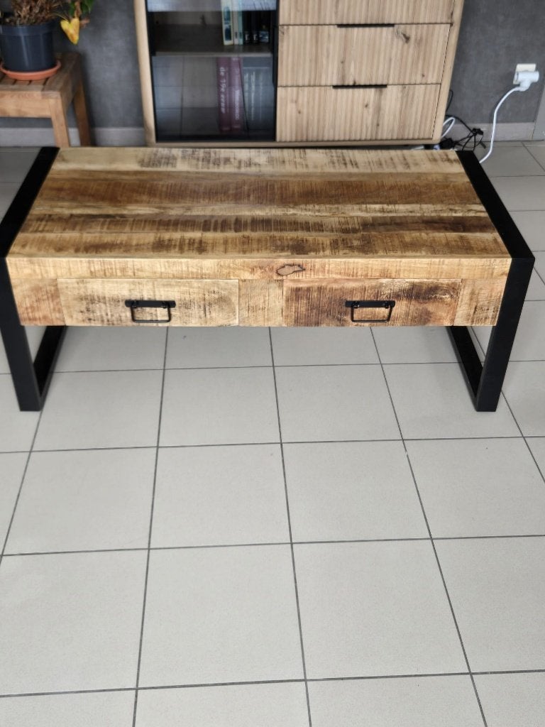 Salontafel, Ophalen, Teakhout, Zo goed als nieuw, Industrieel