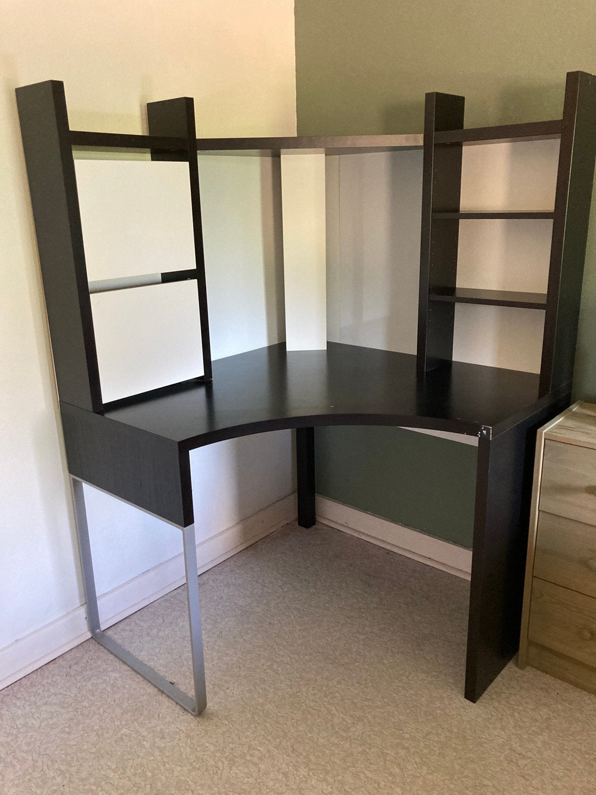 Micke Ikea hoekbureau zwart, Huis en Inrichting, Bureaus, Ophalen, Gebruikt, Hout, IKEA