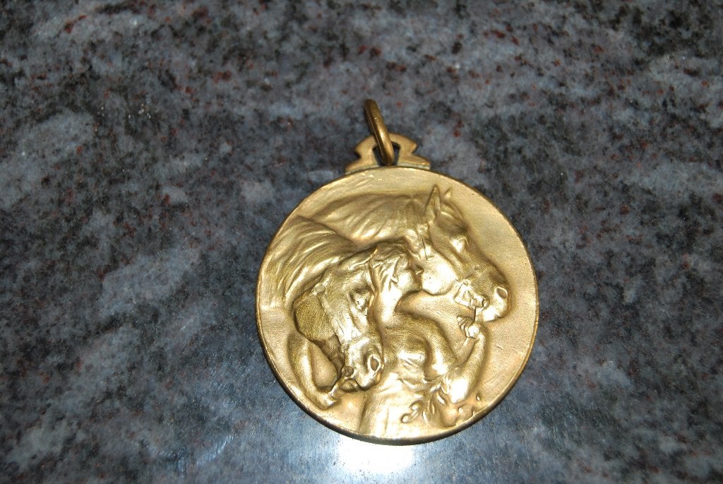 MEDAILLE CHEVAUX , FEMME  et LANBOUWKRING BORGLOON  1939, Enlèvement ou Envoi
