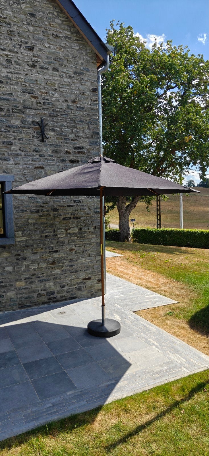 Parasol+ parasolvoet en beschermhoes - Zwart - 300cm - hout, Ophalen, Parasolvoet