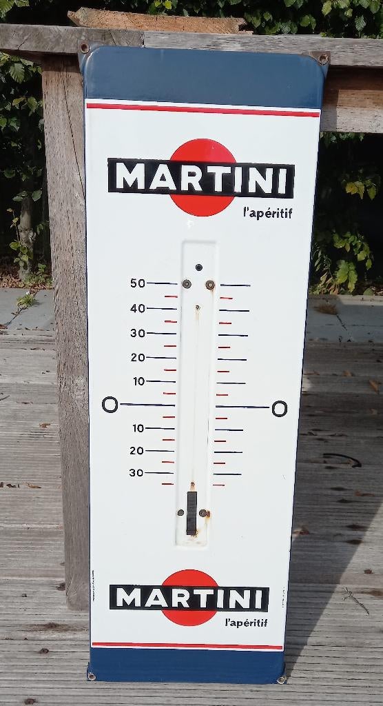Thermomètre Martini en émail vers 1960, Enlèvement ou Envoi, Utilisé, Panneau publicitaire