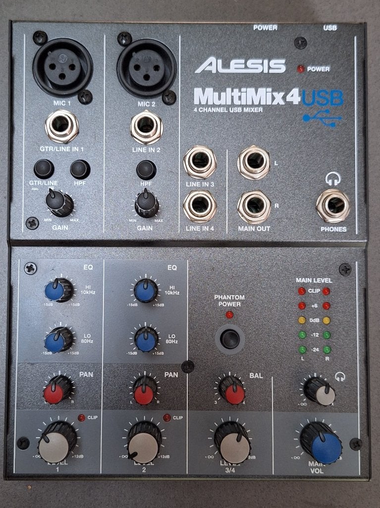 Alesis MultiMix 4 USB Mixer - 4 kanalen - incl. adapter, Enlèvement, Utilisé, Moins de 5 canaux, Entrée micro