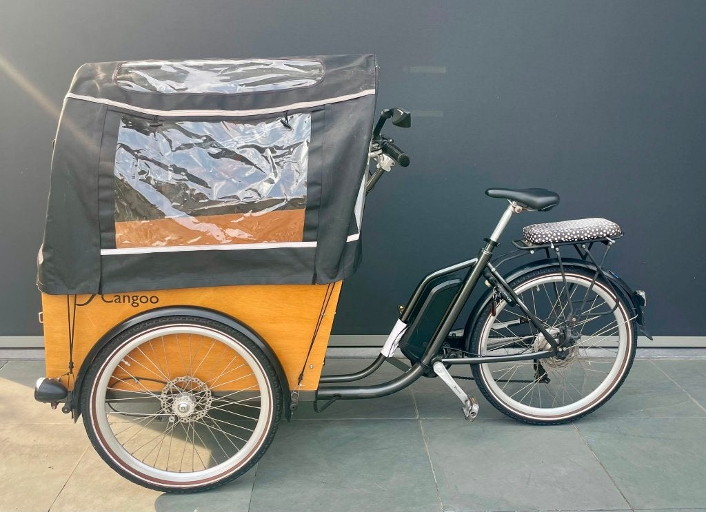 Bakfiets Cangoo Easy 2020, Gebruikt, Velgrem, Huif, 2 kinderen
