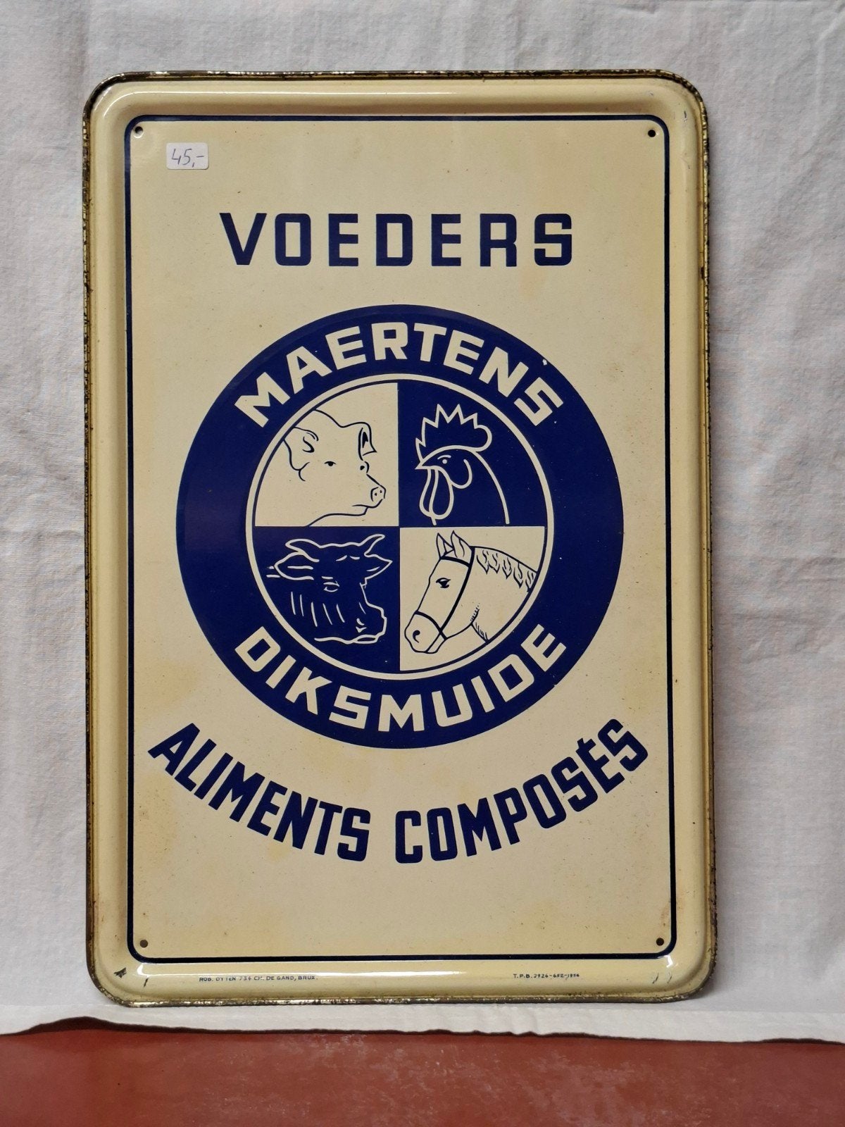 Blik Voeders  Maertens Diksmuide 1954, Verzamelen, Ophalen of Verzenden, Zo goed als nieuw, Reclamebord