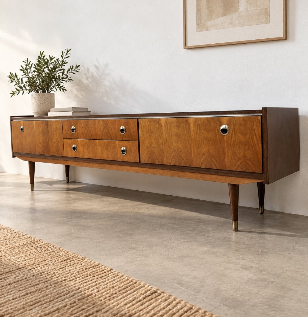 Vintage dressoir met dressoir in notenhout - jaren 60-70, Huis en Inrichting, Ophalen