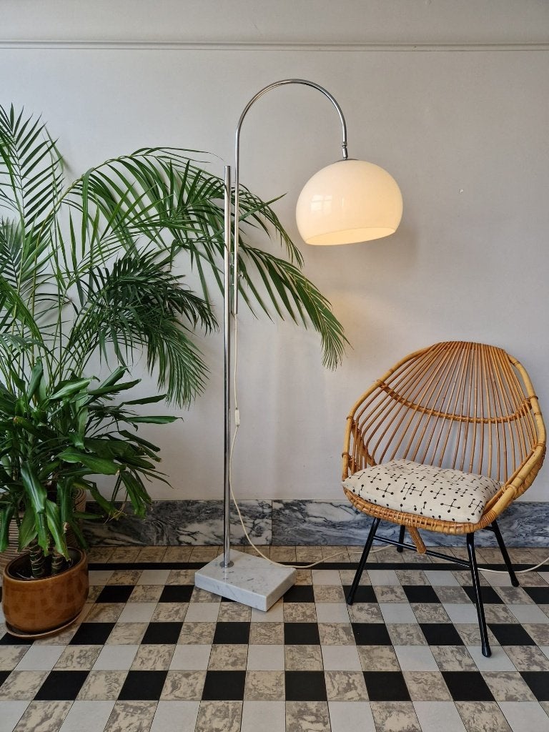 Vintage space-age booglamp | staande lamp | vloerlamp, Ophalen, Vintage, Zo goed als nieuw, Kunststof
