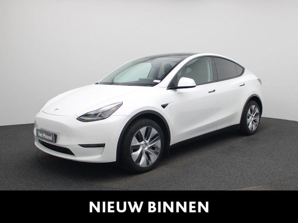 Tesla Model Y Long Range AWD 75 kWh, Auto's, Automaat, Stof, Gebruikt, Wit