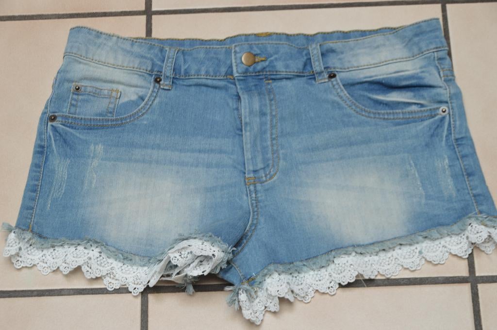 Mini short "hunkemoller" en jeans bleu délavé Taille L TBon!, Enlèvement ou Envoi, Comme neuf, Bleu, Hunkemoller
