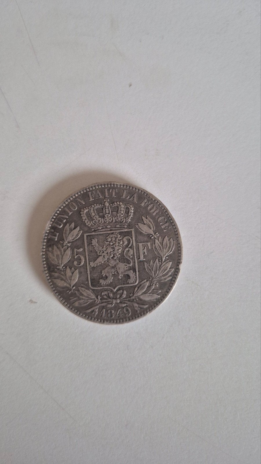 5 F belge leopold premier, Enlèvement, Argent, Monnaie en vrac, Argent