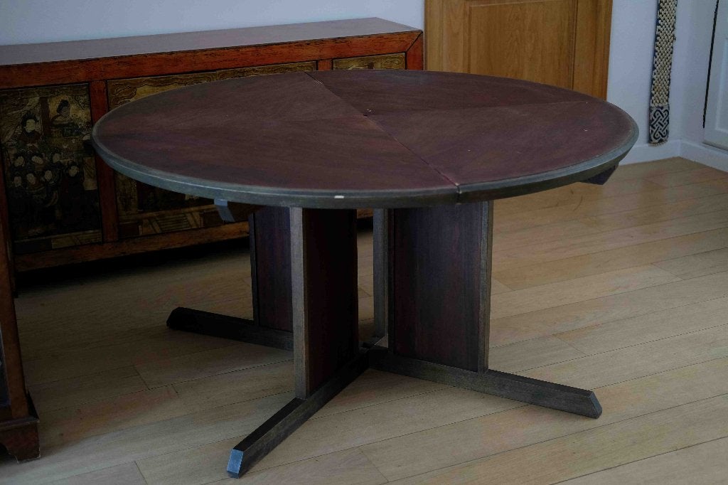 Ronde tafel 6/8 personen - hout, handwerk Maleisië, Ophalen, Moderniste, sobre et contemporain, Gebruikt, 150 tot 200 cm