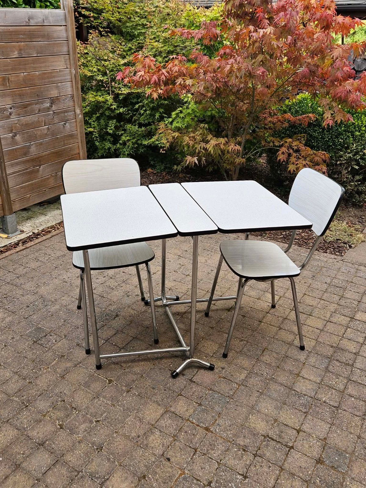 table pliante et 2 chaises Formica, Vintage, Enlèvement, Utilisé, 75 cm ou plus