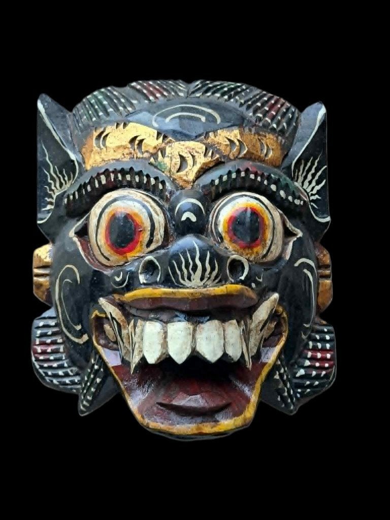 Barong-masker/Indonesië/Bali/boswachter/handgemaakt, Antiek en Kunst, Kunst | Niet-Westerse kunst, Masker, Indonesië, Hout, Zwart