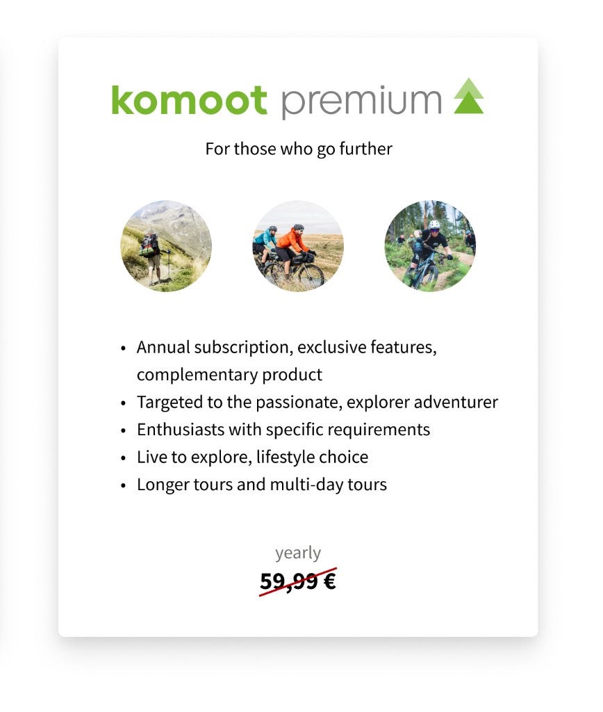 VOUCHER KOMOOT PREMIUM 3 maanden, Une personne, Bon cadeau, Autres types
