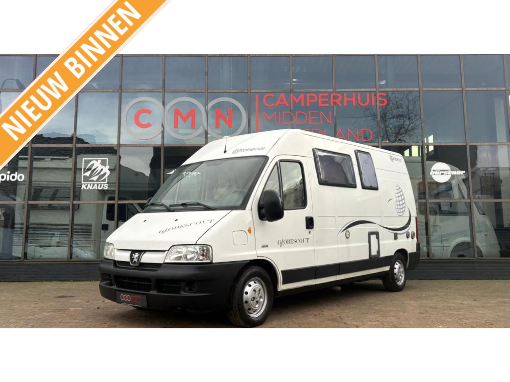 GlobeCar Globescout 560,Vastbed,Luifel, Peugeot boxer, Caravanes & Camping, Boîte manuelle, 5 à 6 mètres, Airbags, Diesel