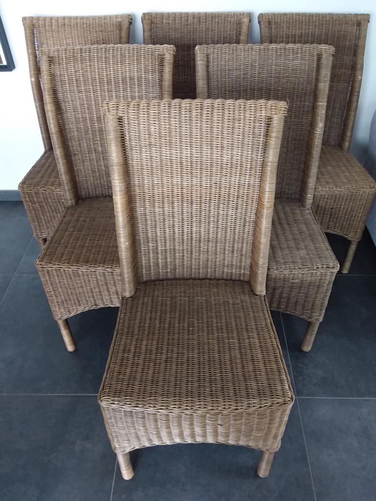 Lot de 6 chaises en rotin pour salle à manger., Enlèvement