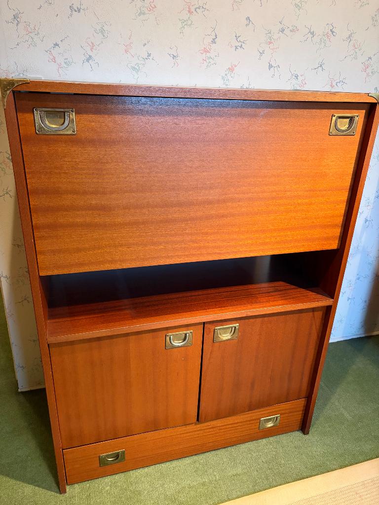 Secrétaire meuble  bureau teck année 60-70 vintage, Antiquités & Art, Enlèvement