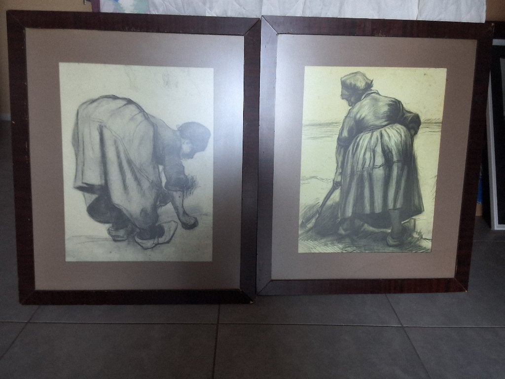 Schilderij, Portrait ou Personnes, Encadré, Enlèvement, Dessin
