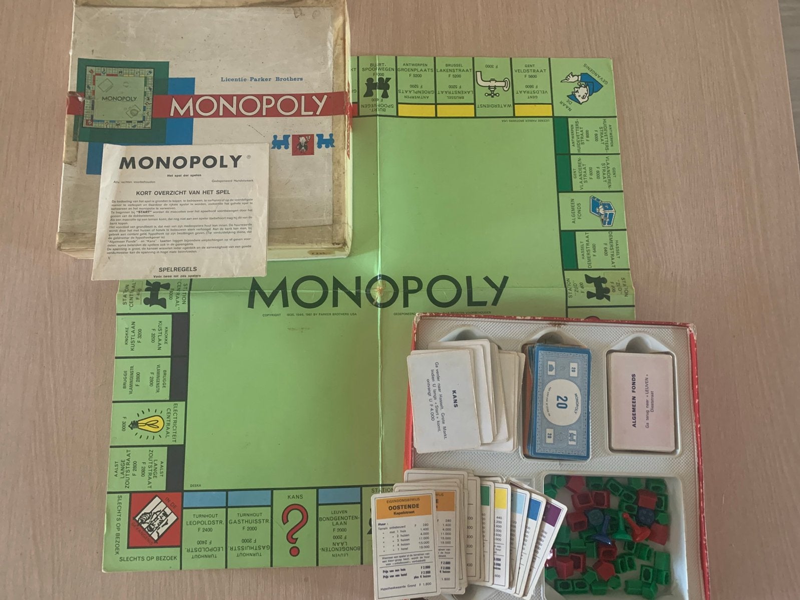 Belgische monopoly van parker brothers 1936, Vijf spelers of meer, Ophalen, Gebruikt