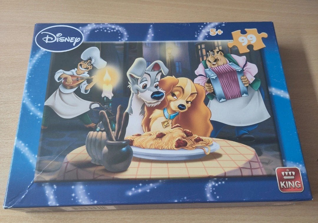 Puzzel Lady en de Vagebond Disney 99 stukken, Ophalen of Verzenden, Meer dan 50 stukjes, Gebruikt, 2 tot 4 jaar