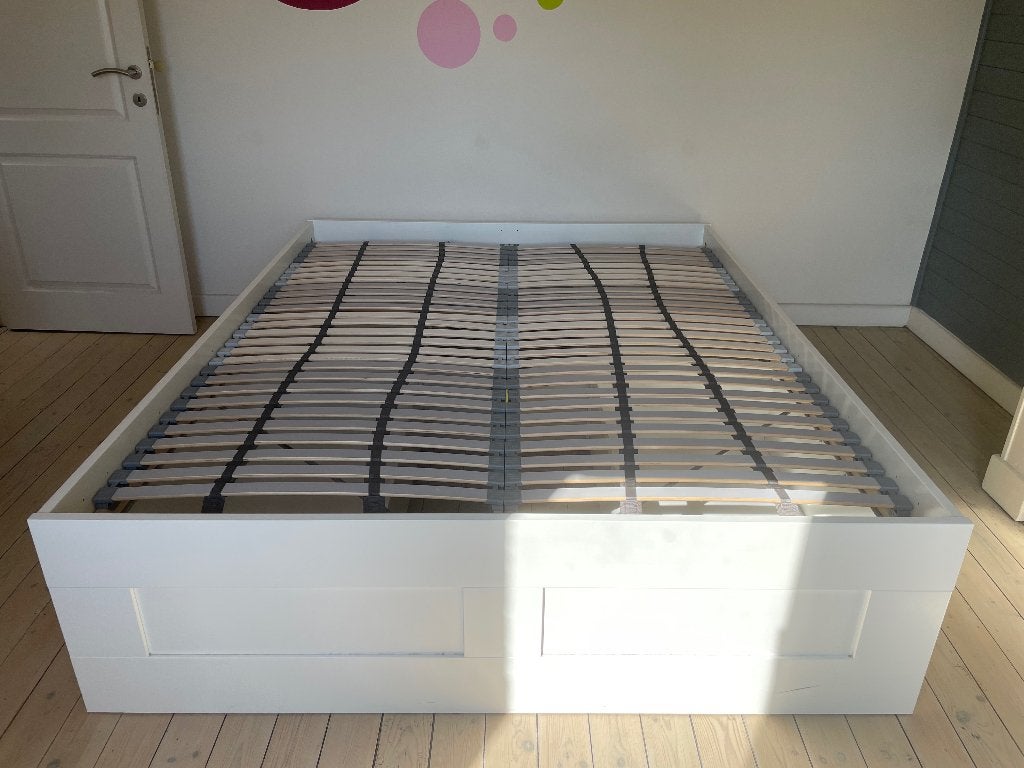 Bed Brimnes, Huis en Inrichting, Ophalen, Gebruikt, Wit, Tweepersoons