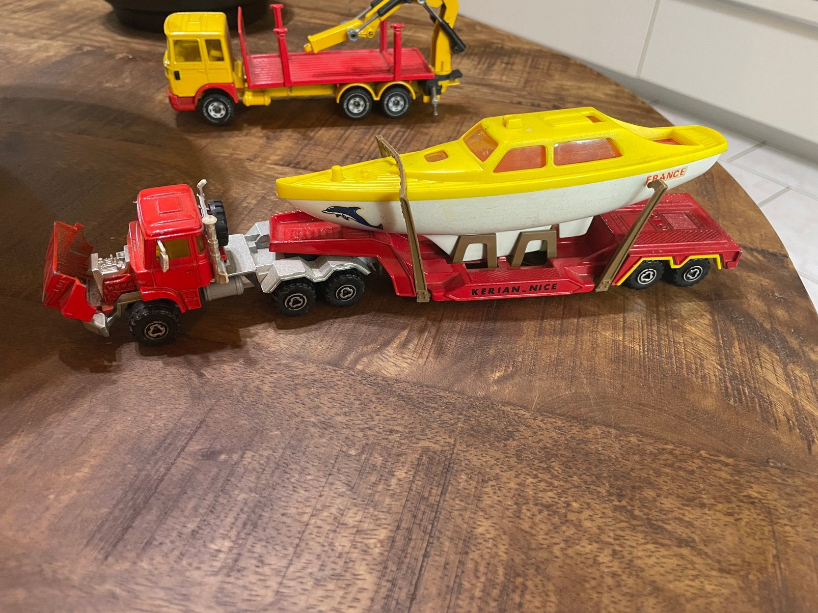 Vintage majorette truck met boot, Ophalen of Verzenden, Gebruikt