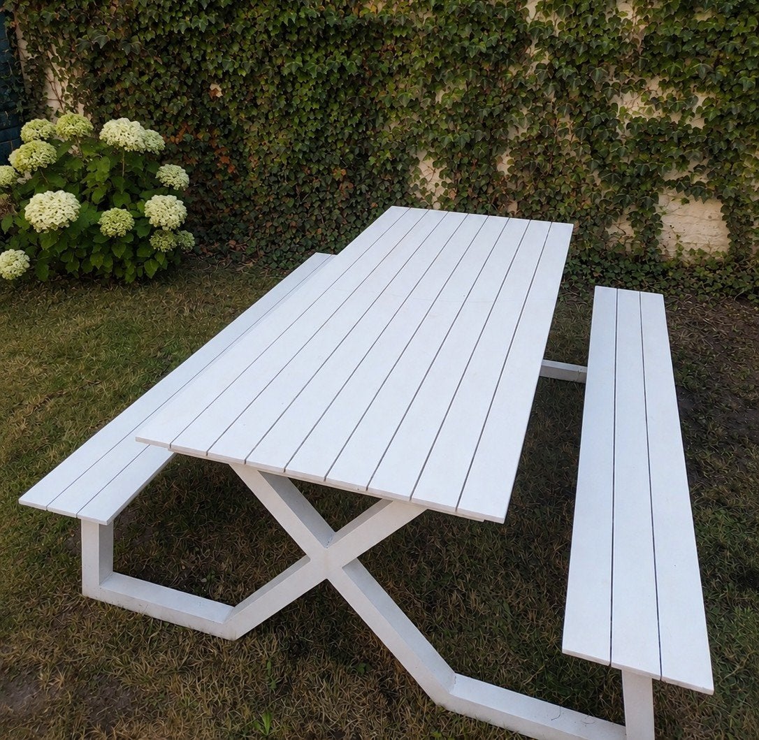 Aluminium picknicktafel wit | tuintafel 6-8personen, Ophalen, Aluminium