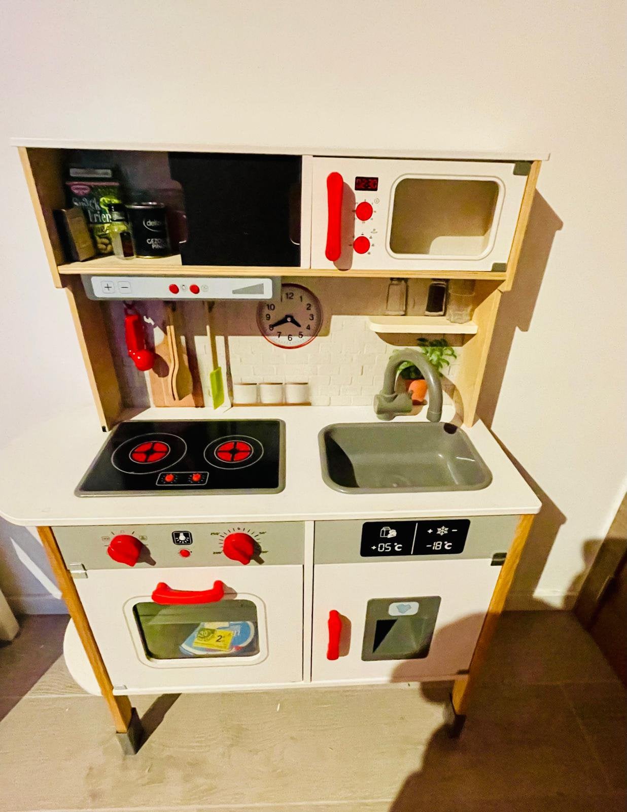 Cuisine en bois enfant XXL avec accessoires, four, frigo, Enlèvement, Comme neuf, Bois
