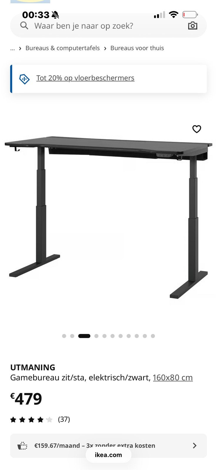 Gamebureau zit/sta , elektrisch, 160x80cm, Maison & Meubles, Enlèvement, Électrique, Comme neuf