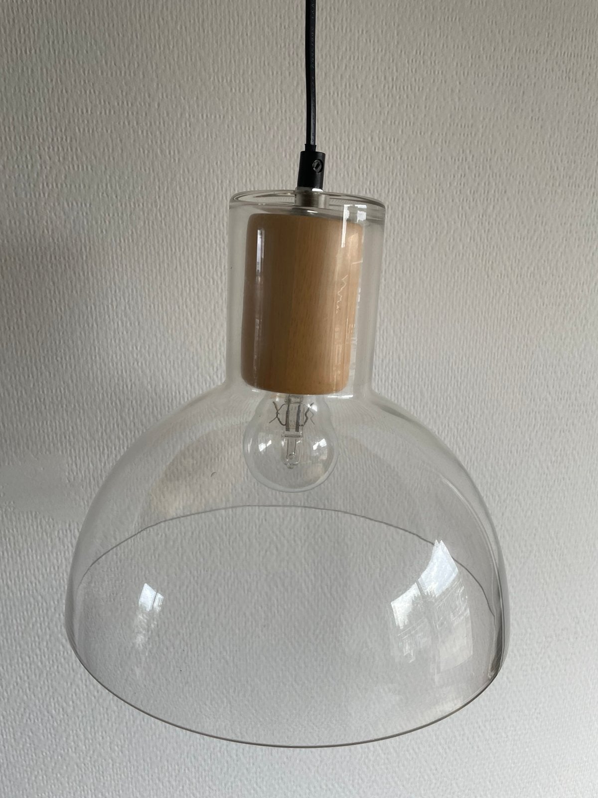 Glazen hanglamp (2x), Ophalen, Zo goed als nieuw, Glas, E27 (groot)