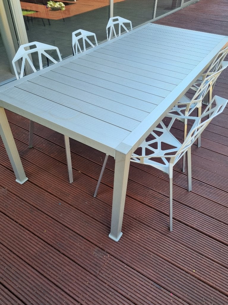 Driade Thali aluminium tafel 210 x 90 cm, Enlèvement, Utilisé, Rectangulaire, Aluminium