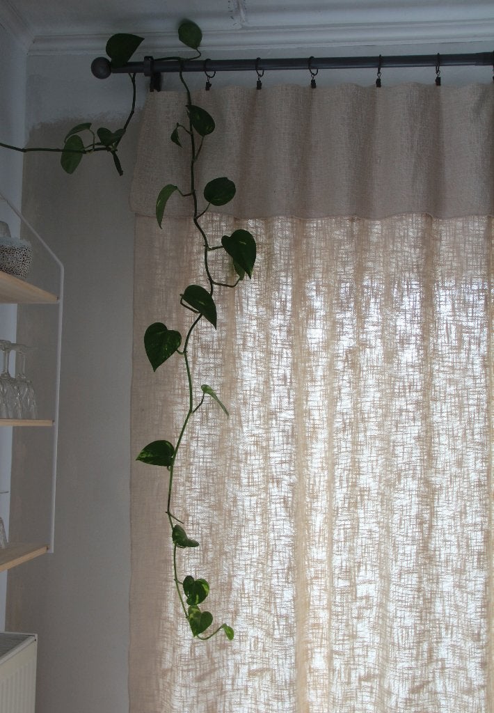 Rideau ajustable coton slub Sixtine avec anneaux pinces, Autres marques, Enlèvement ou Envoi, Beige, Comme neuf
