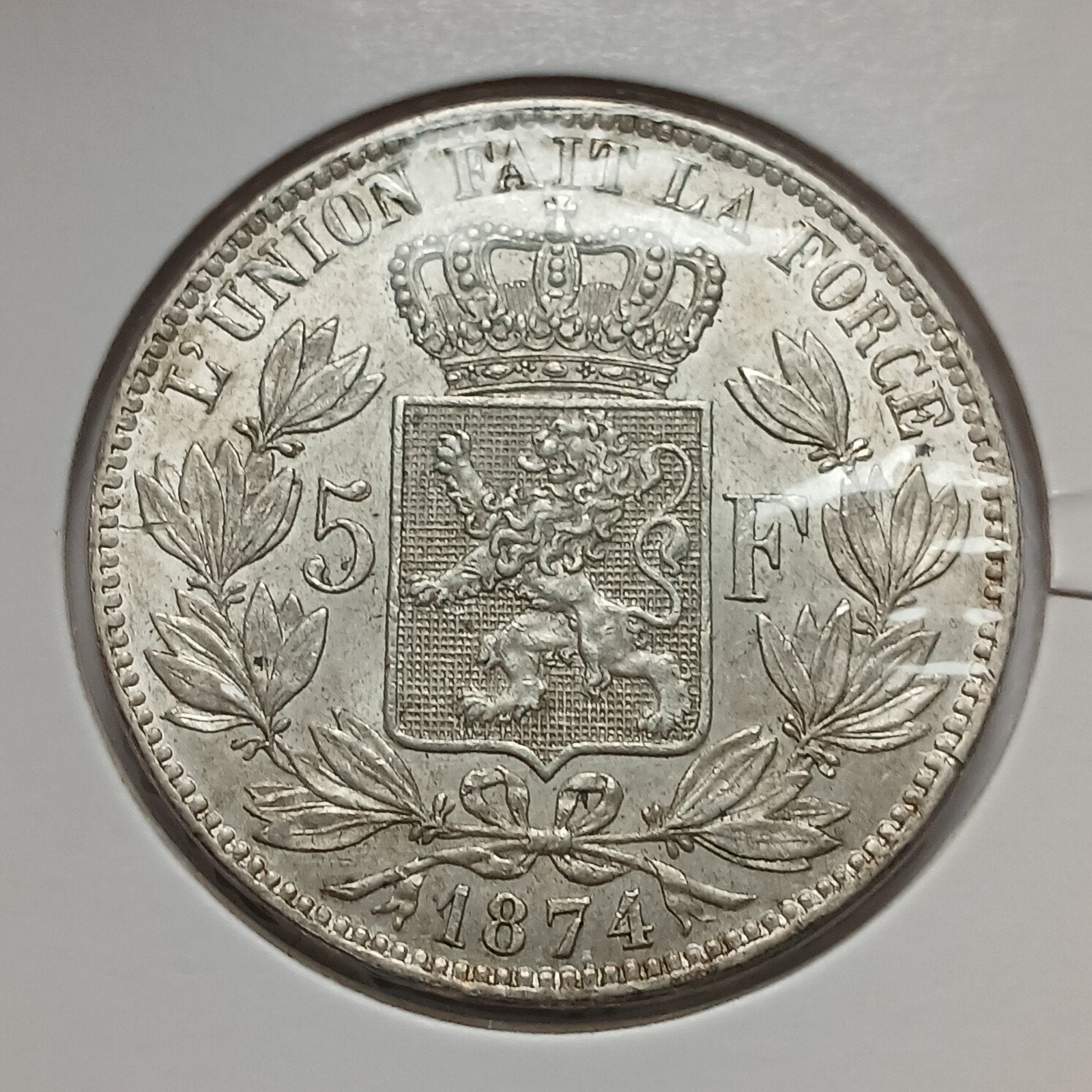 5 francs 1874, Postzegels en Munten, Munten | België, Ophalen of Verzenden, Zilver, Zilver