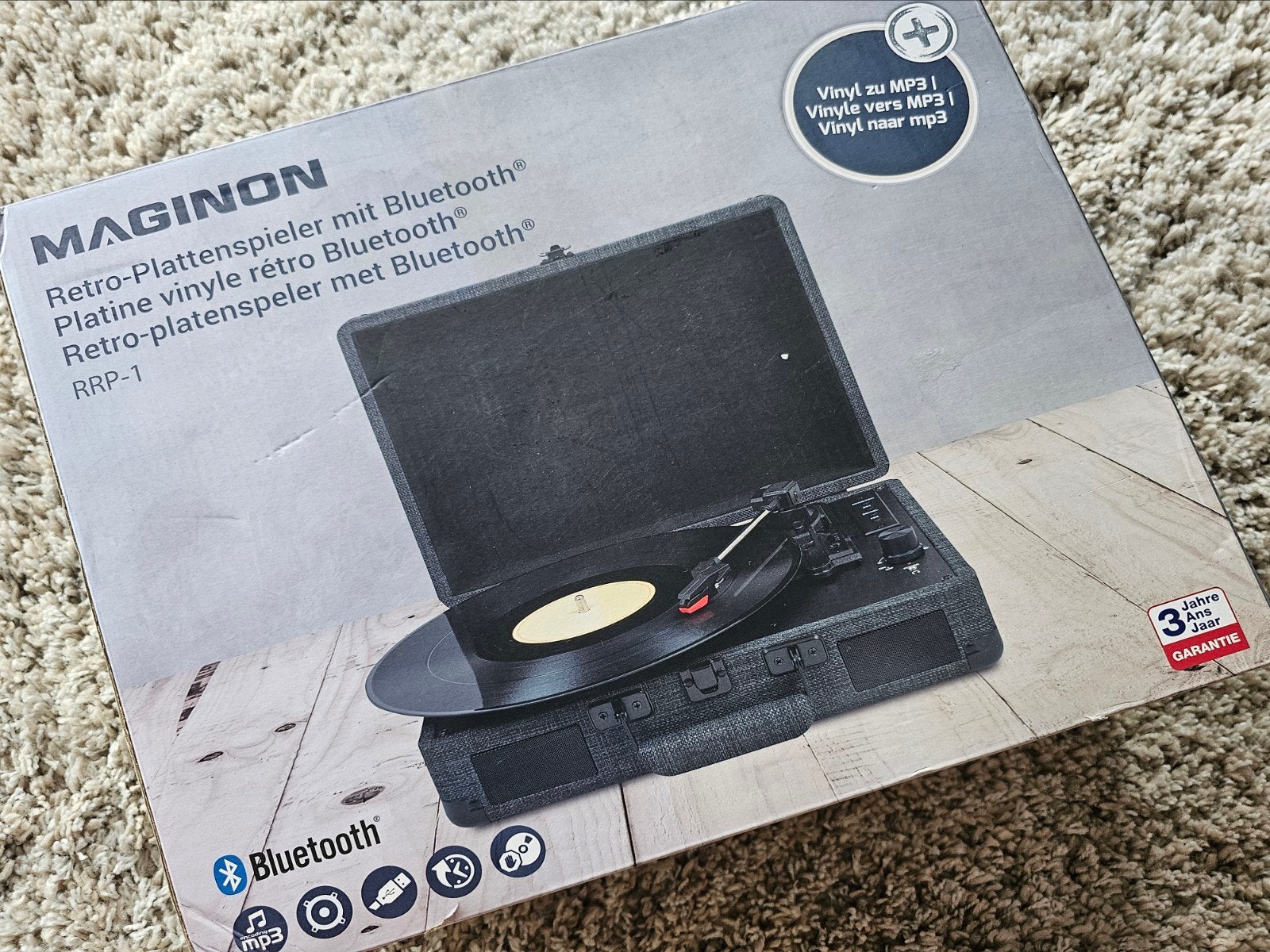 Retro Platenspeler met MP3 functie Maginon Nieuw, Ophalen of Verzenden, Platenspeler
